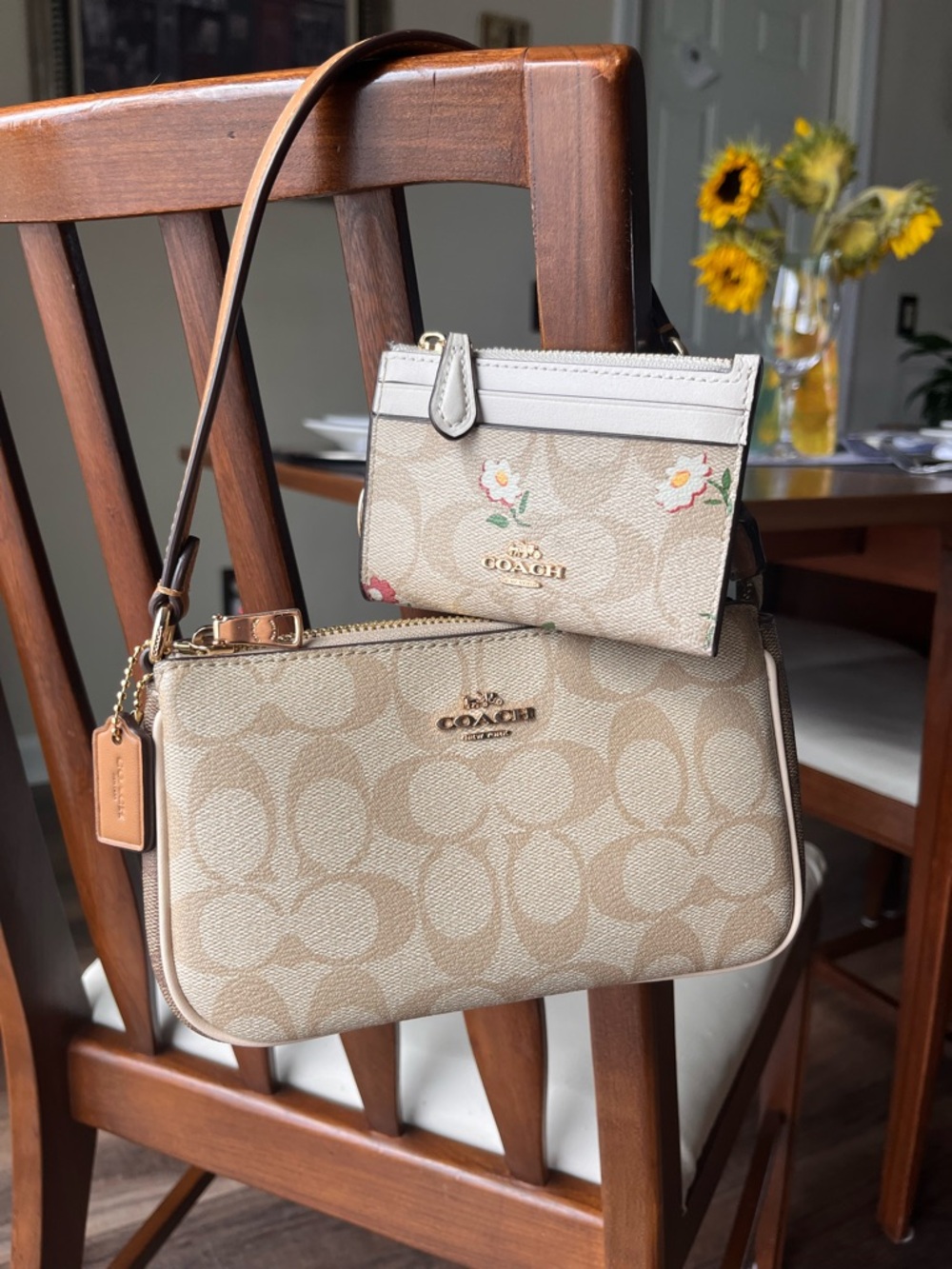 Coach Nolita Clutch Bag Signature Lt Khaki Ivory Saddle CS444 + Skinny Mini!